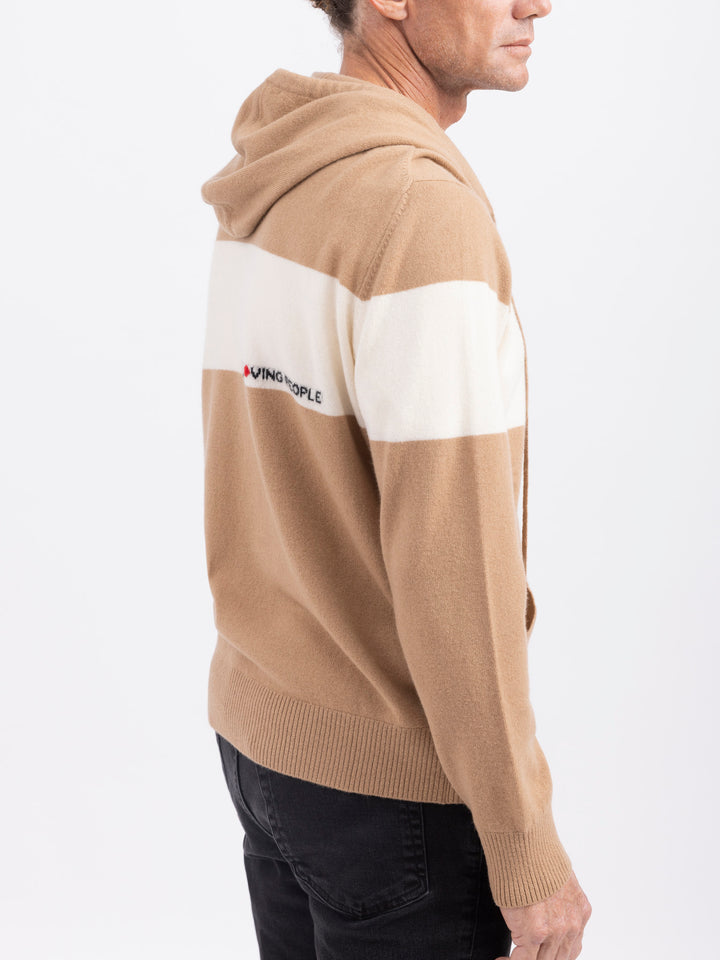 Men Cashmere Sweater Hoodie #CAMEL