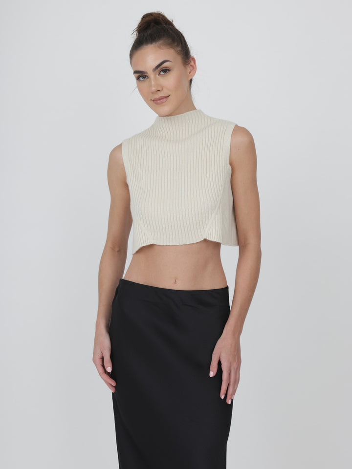 Sleeveless Cashmere Cropped Top #PEARL