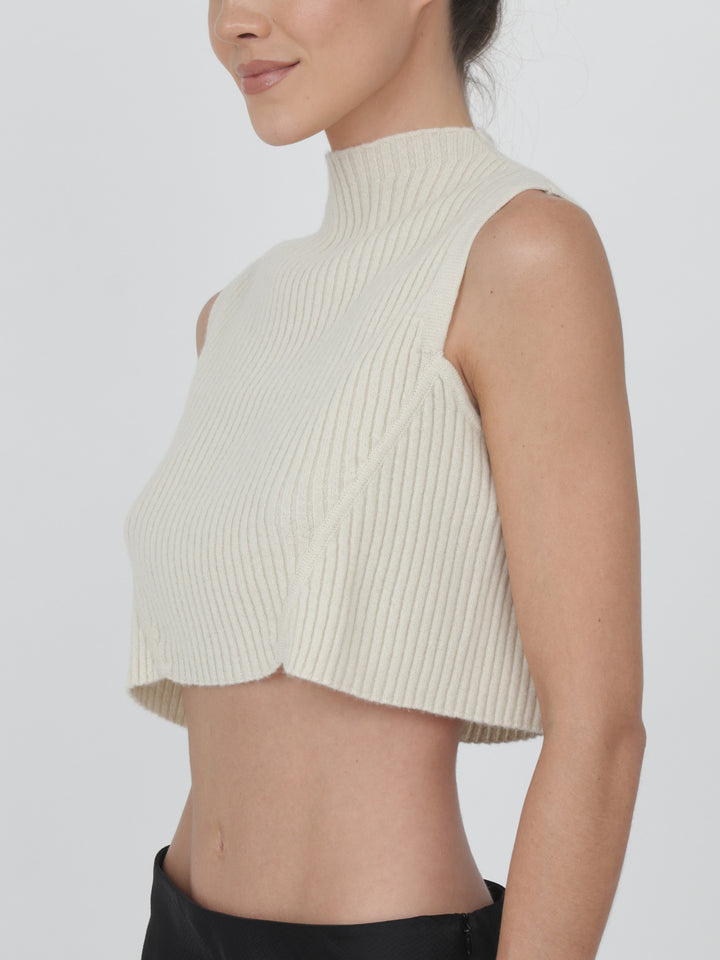 Sleeveless Cashmere Cropped Top #PEARL