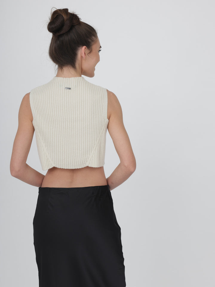 Sleeveless Cashmere Cropped Top #PEARL