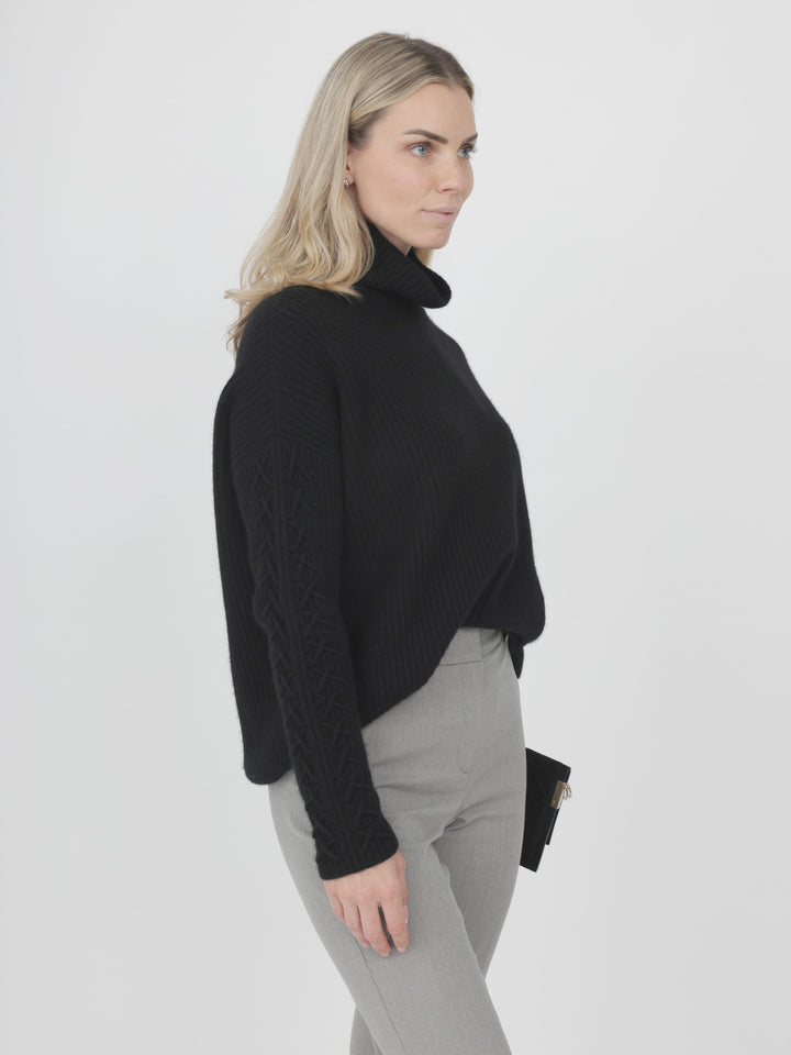 Cashmere Turtleneck with Hand Detail on Sleeves #BLACK