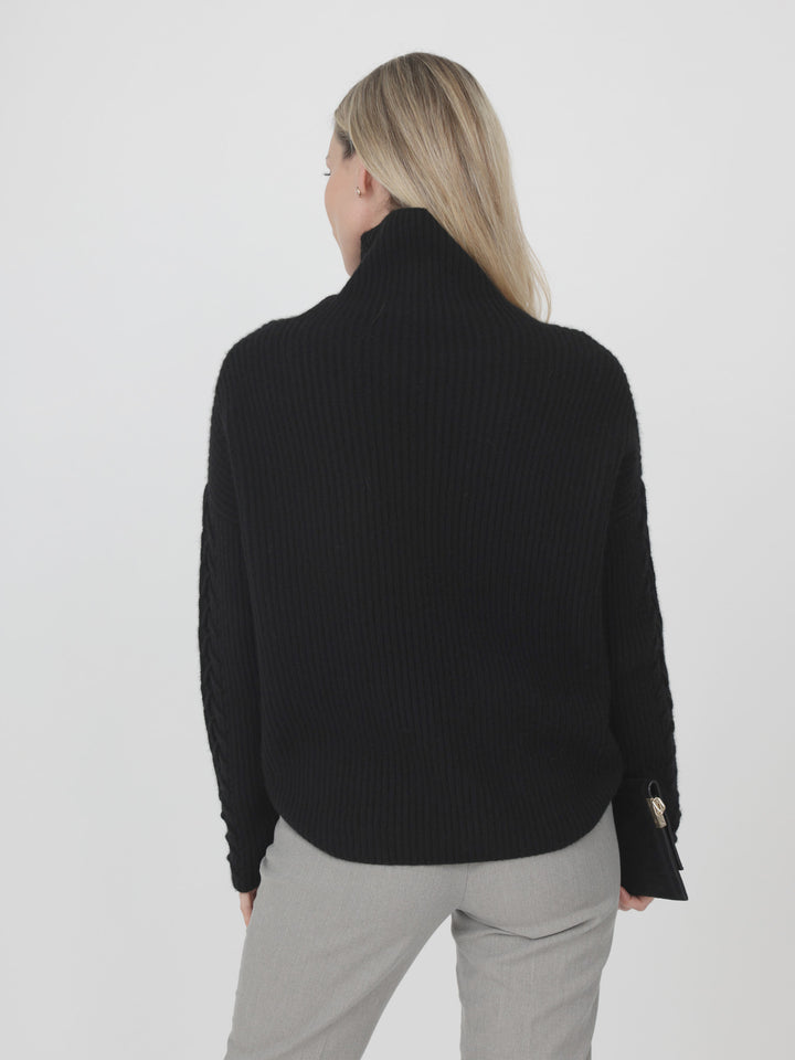 Cashmere Turtleneck with Hand Detail on Sleeves #BLACK