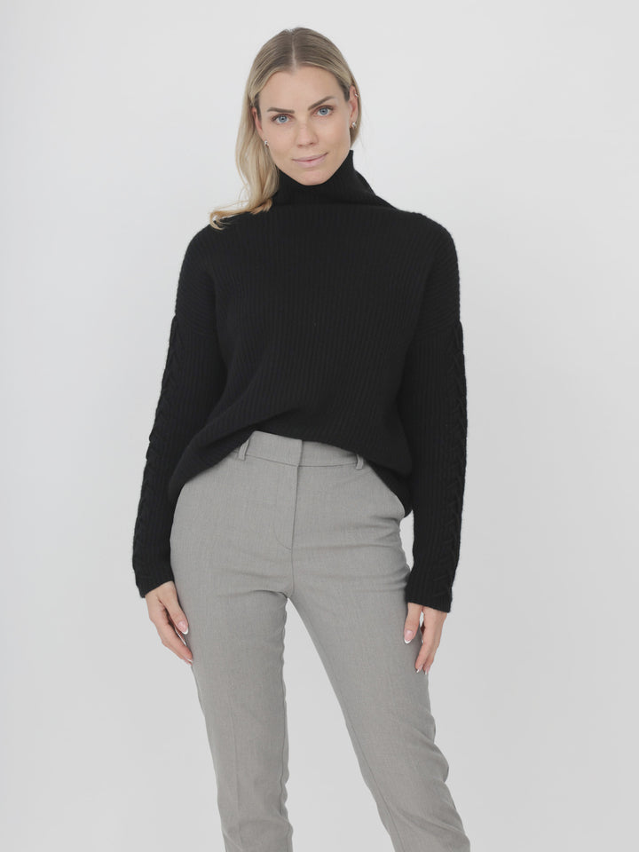 Cashmere Turtleneck with Hand Detail on Sleeves #BLACK