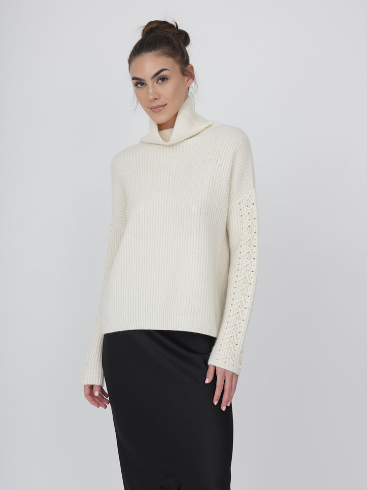 Cashmere Turtleneck with Hand Detail on Sleeves #PEARL