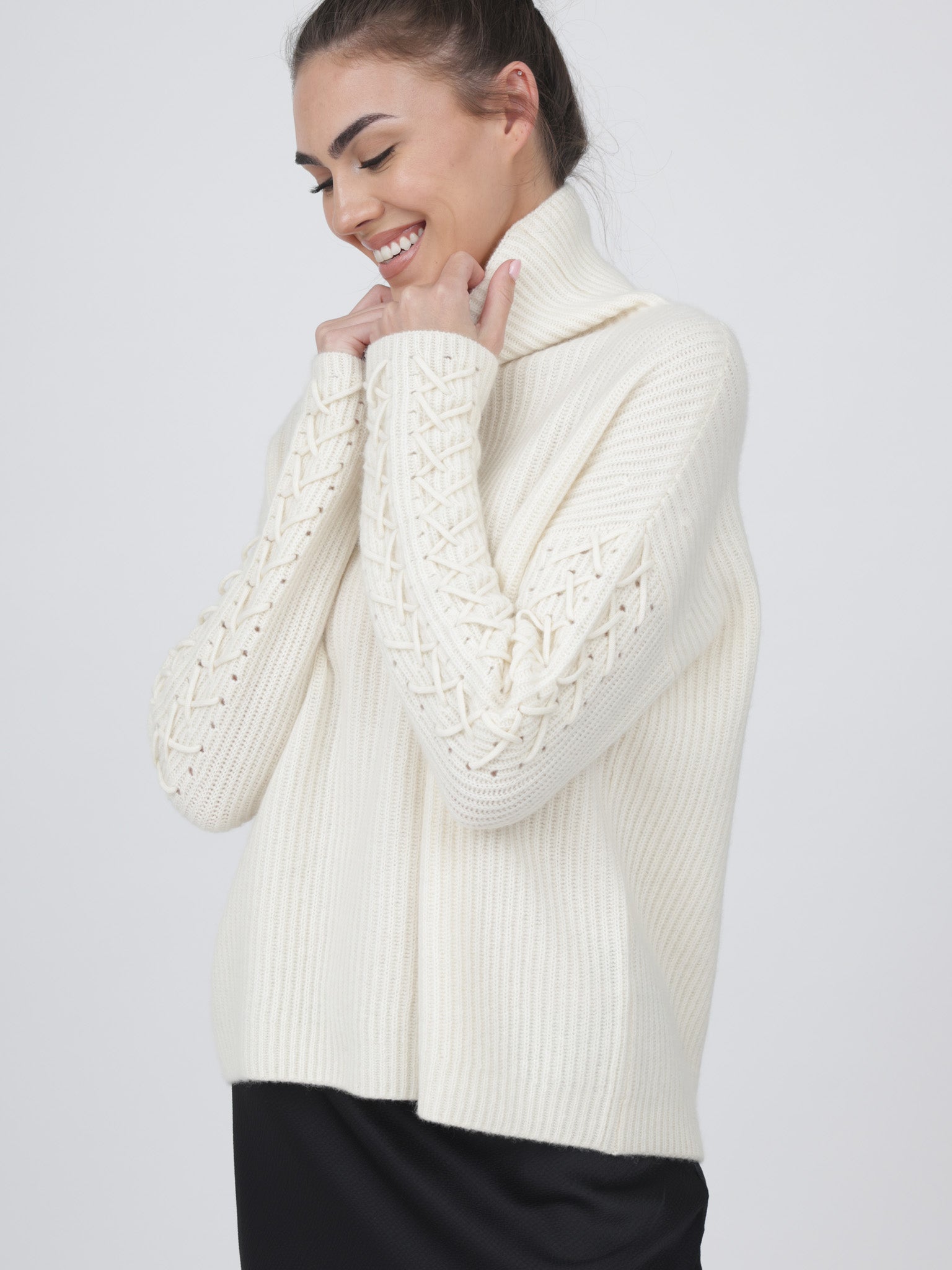 Cashmere Turtleneck with Hand Detail on Sleeves