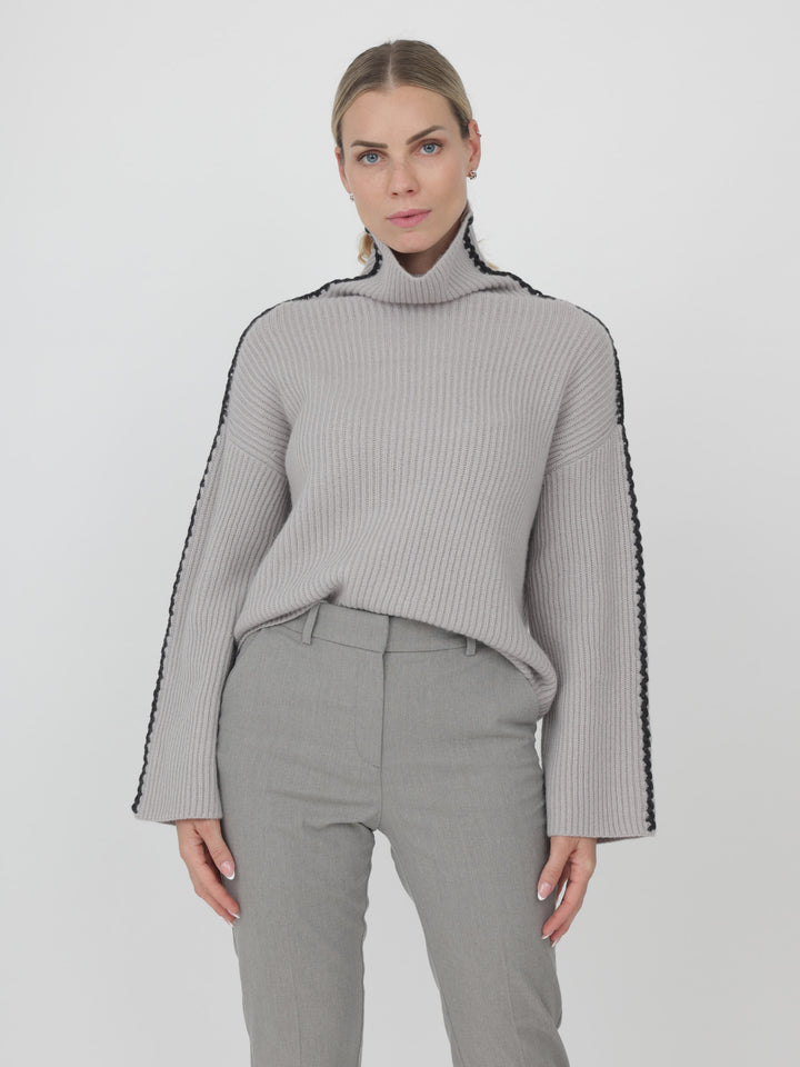 Cashmere Turtleneck with detail on Sleeves #MOONSTONE