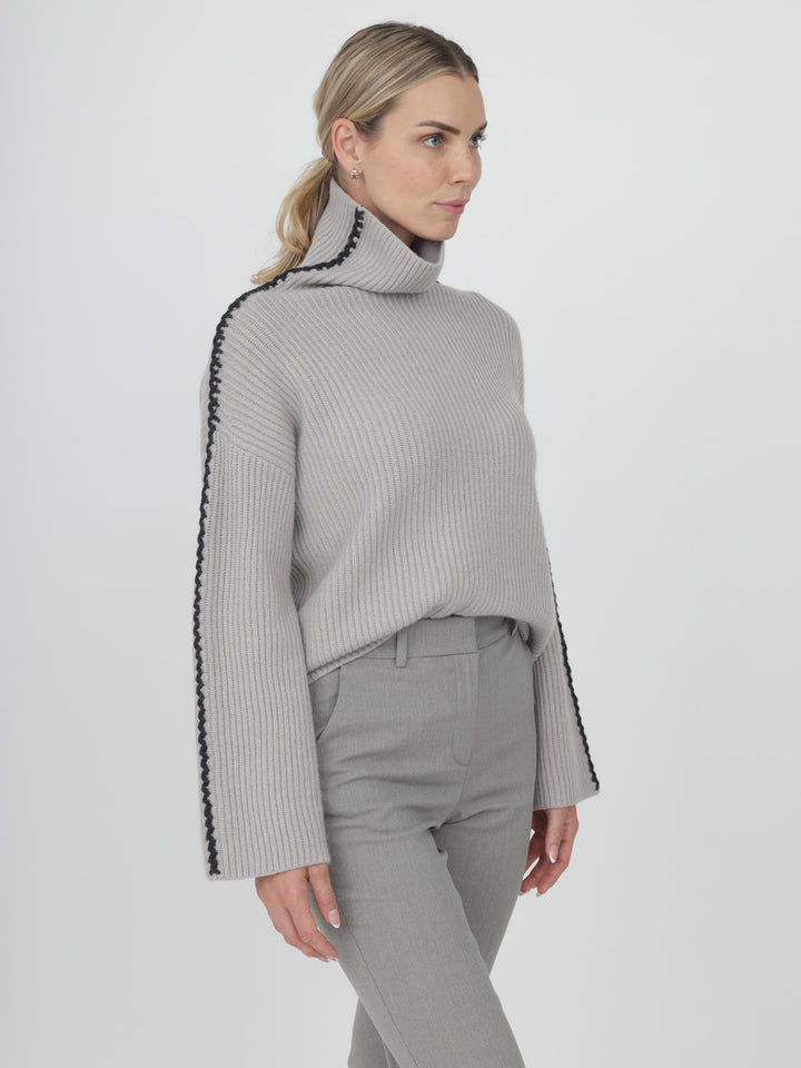 Cashmere Turtleneck with detail on Sleeves #MOONSTONE