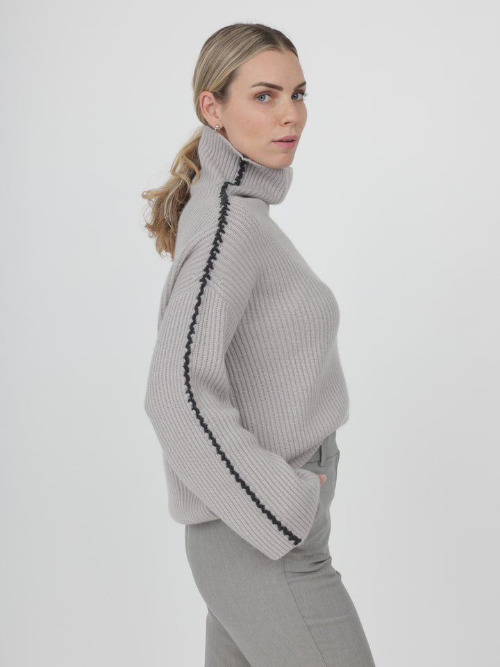 Cashmere Turtleneck with detail on Sleeves #MOONSTONE