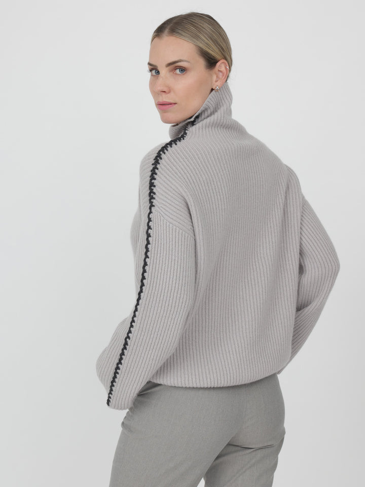 Cashmere Turtleneck with detail on Sleeves #MOONSTONE
