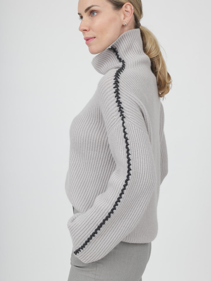 Cashmere Turtleneck with detail on Sleeves #MOONSTONE