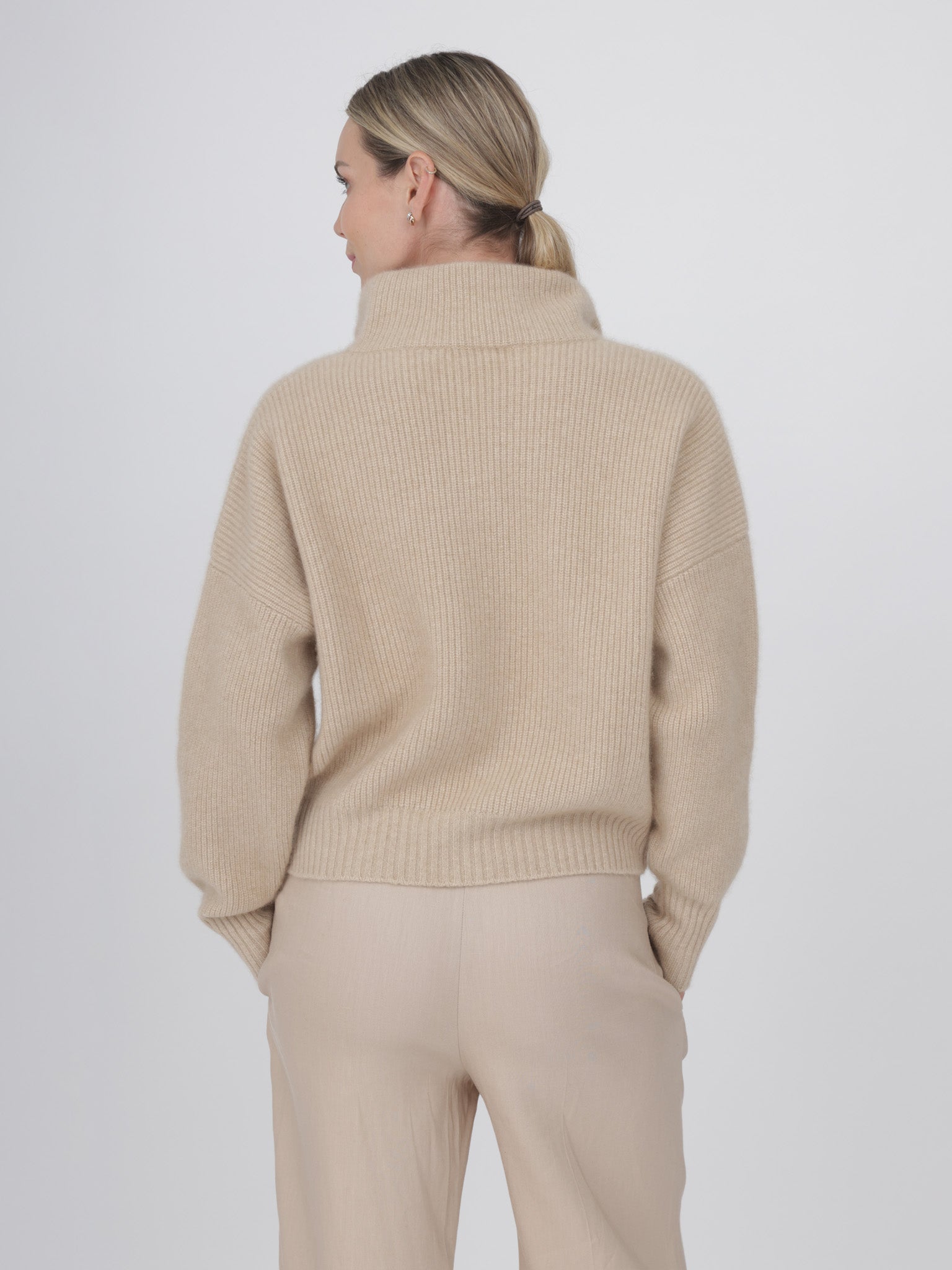 Ribbed Cashmere Quarter Zip