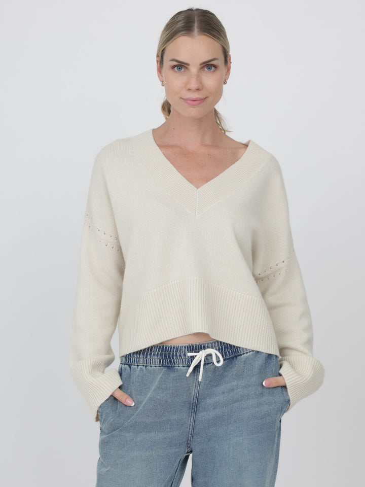 V-Neck Cashmere Sweater #PEARL