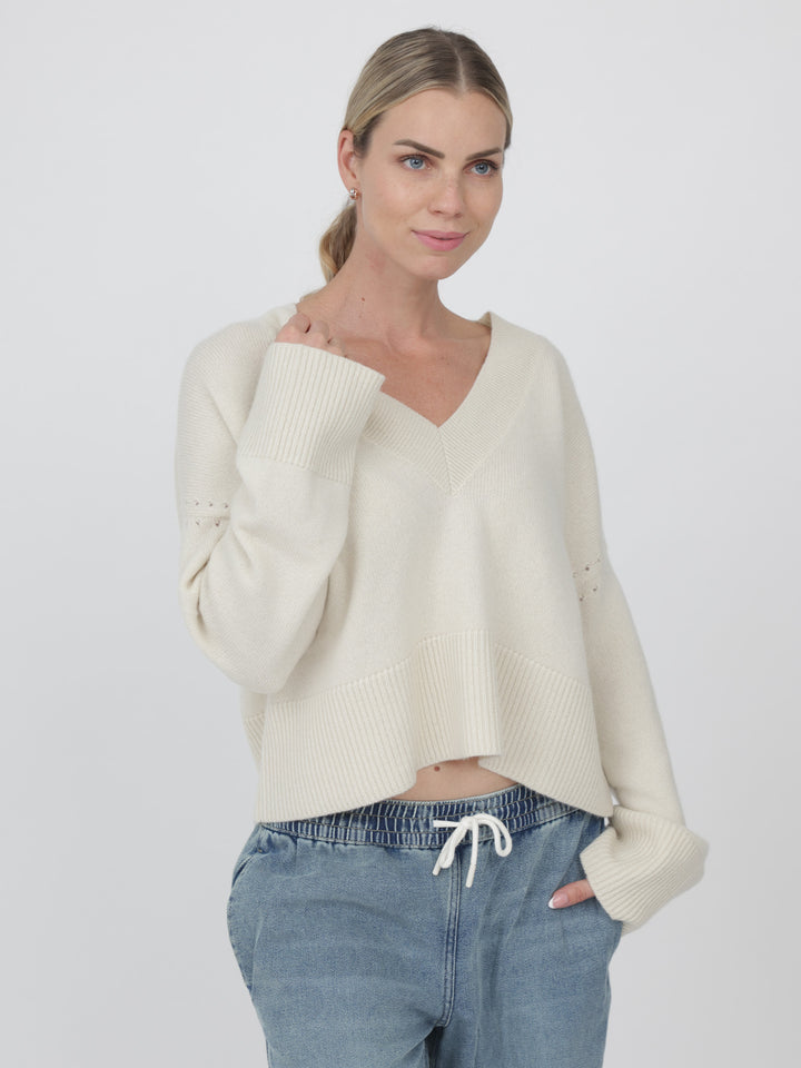 V-Neck Cashmere Sweater #PEARL