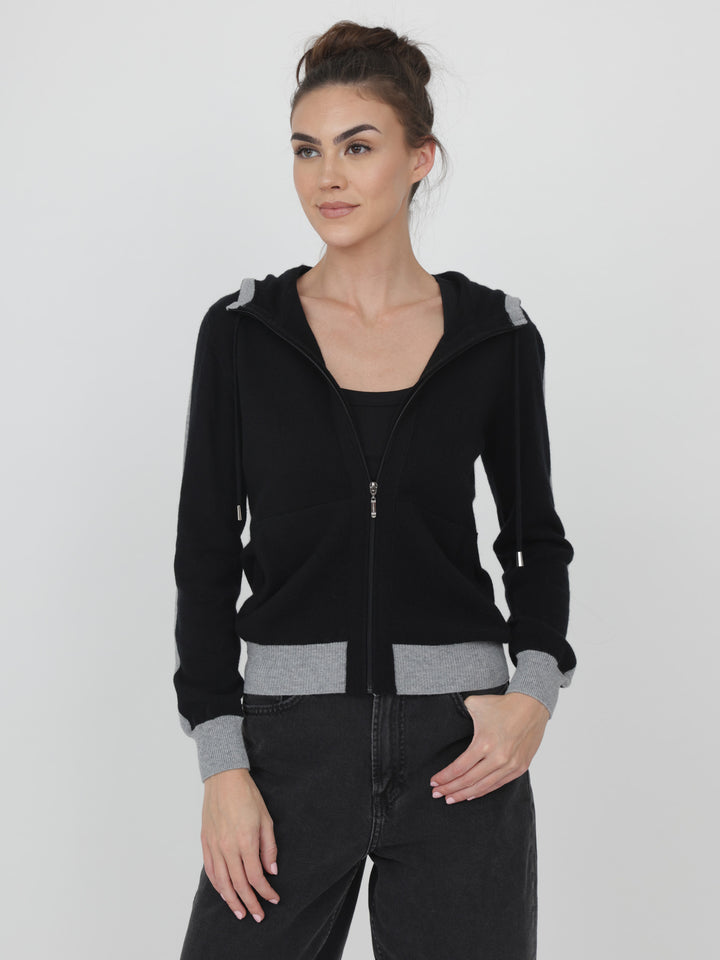 Cashmere Zip-Up Hoodie #BLACK