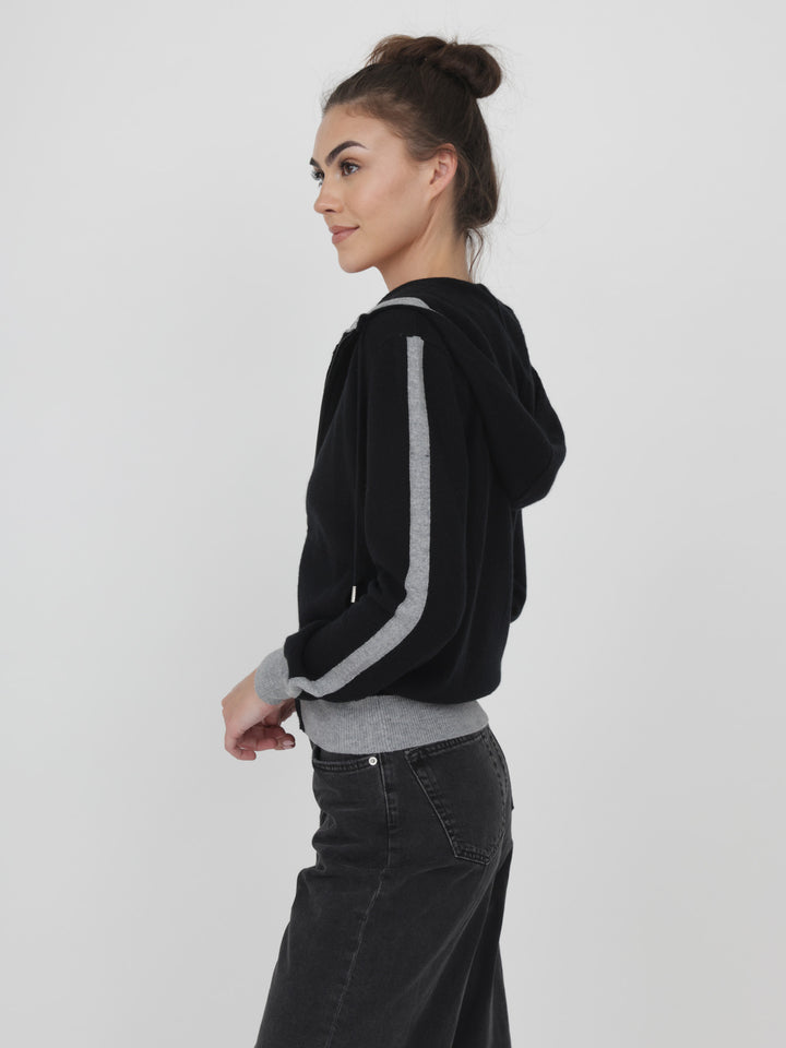 Cashmere Zip-Up Hoodie #BLACK