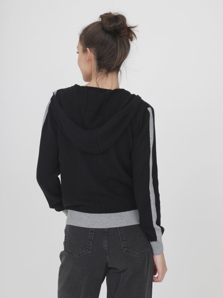Cashmere Zip-Up Hoodie #BLACK