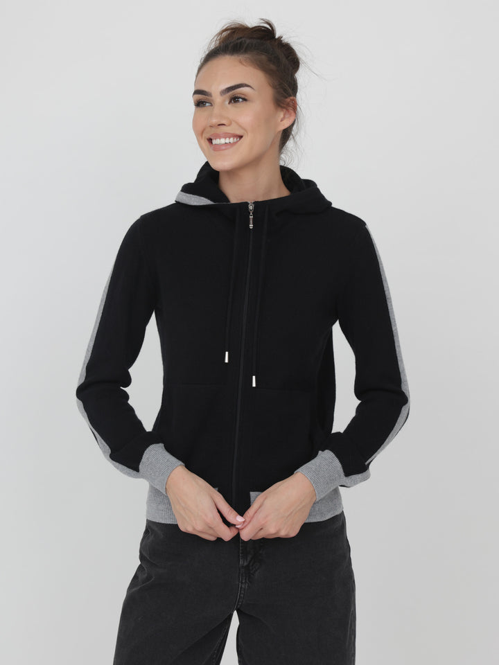 Cashmere Zip-Up Hoodie #BLACK
