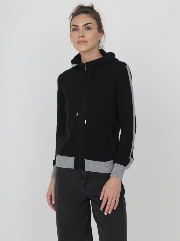 Cashmere Zip-Up Hoodie #BLACK
