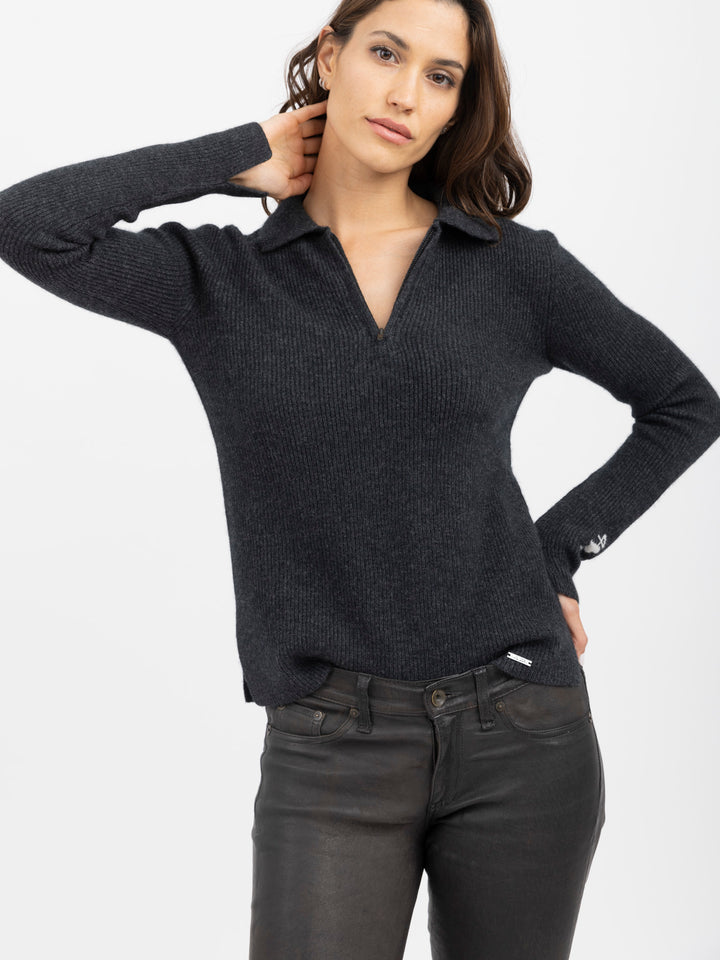 Cashmere Polo #CHARCOAL