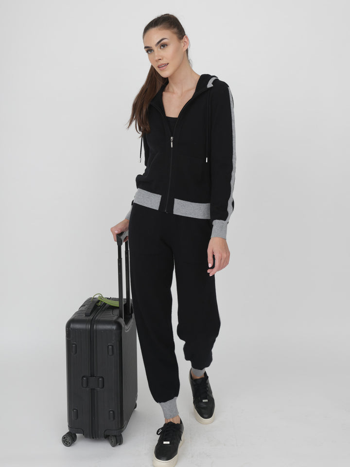 Cashmere Zip-Up Hoodie Set #BLACK