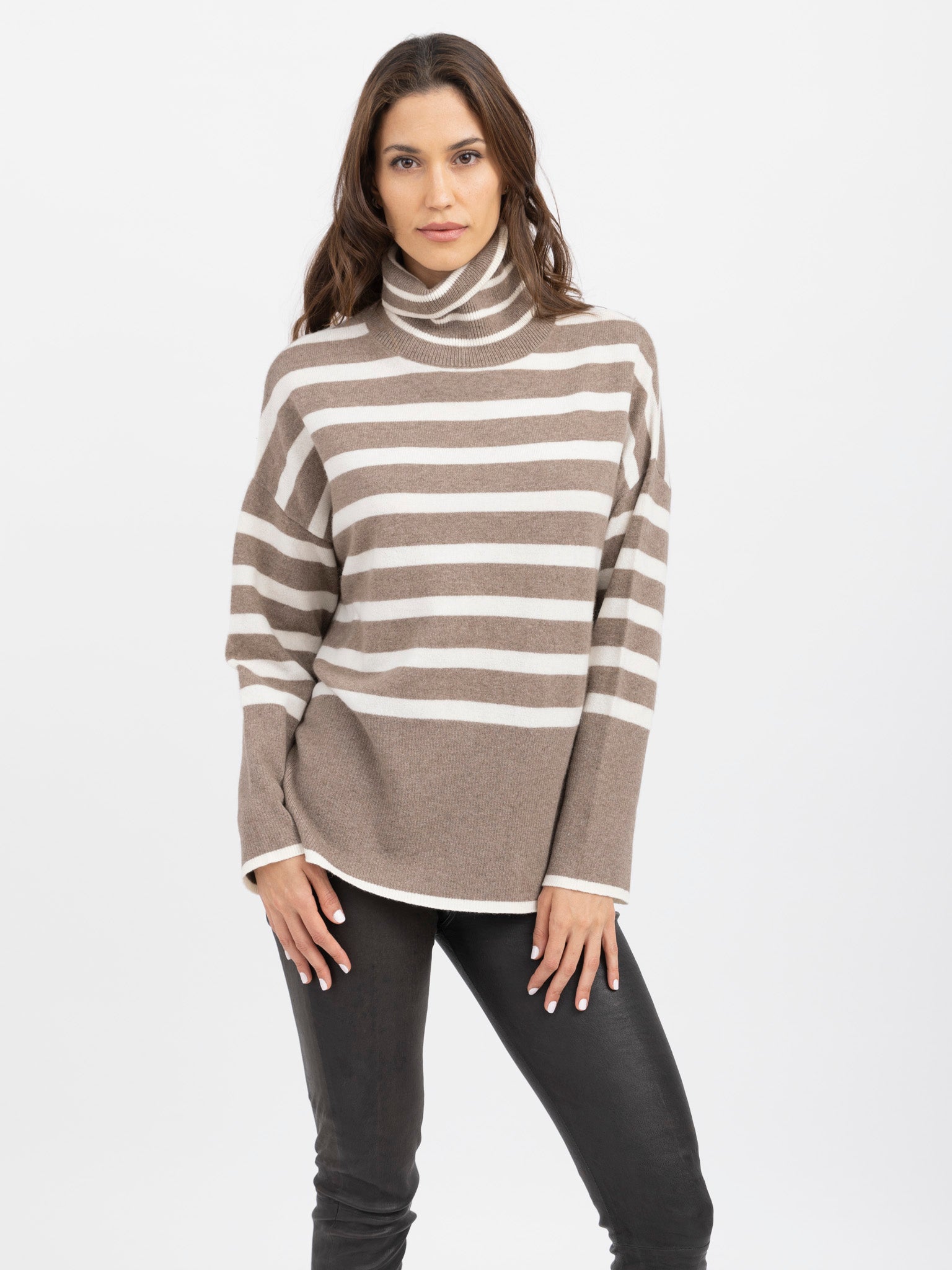 Cashmere Striped Turtleneck