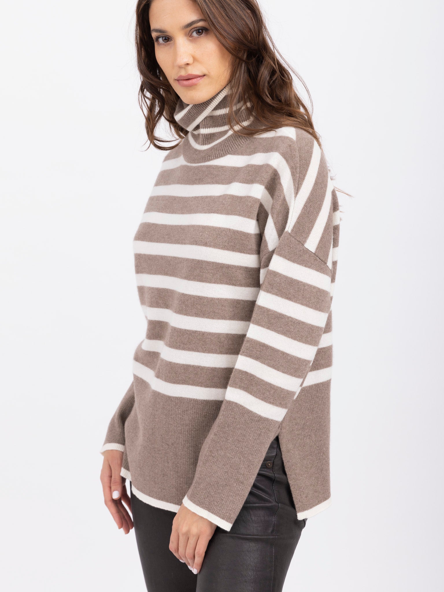 Cashmere Striped Turtleneck