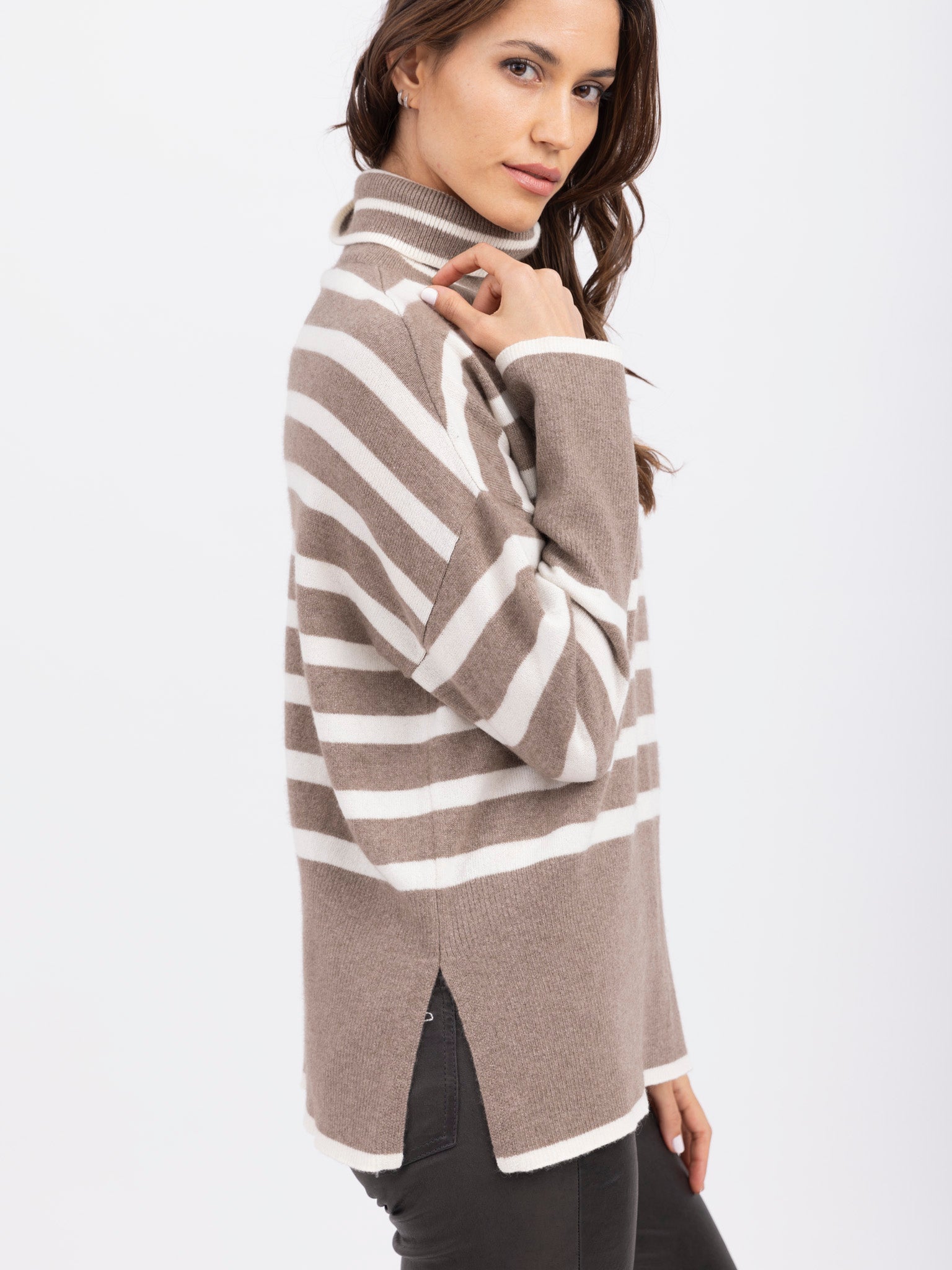 Cashmere Striped Turtleneck