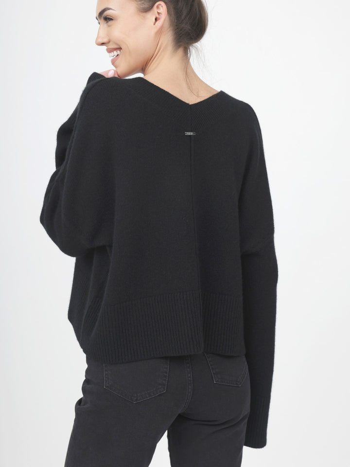 V-Neck Cashmere Sweater #BLACK