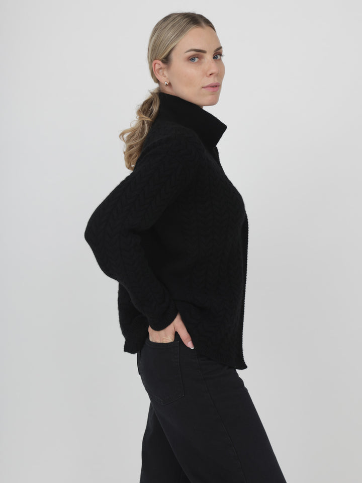 Cable Cashmere Cardigan #BLACK