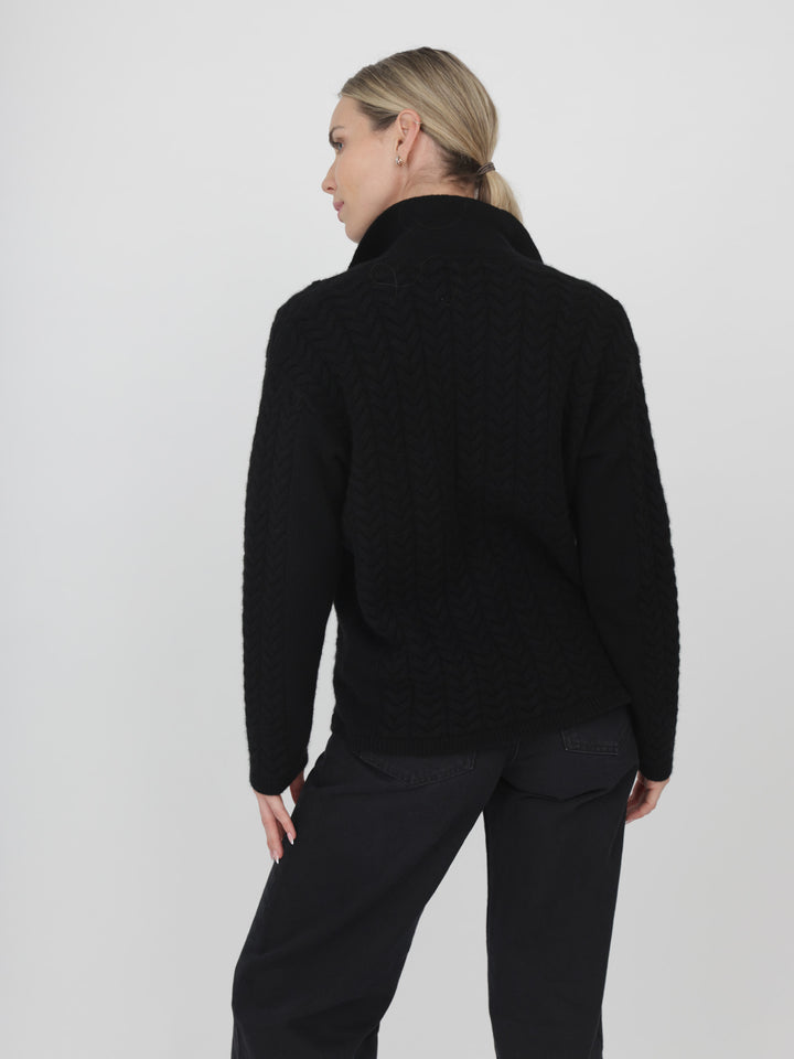 Cable Cashmere Cardigan #BLACK
