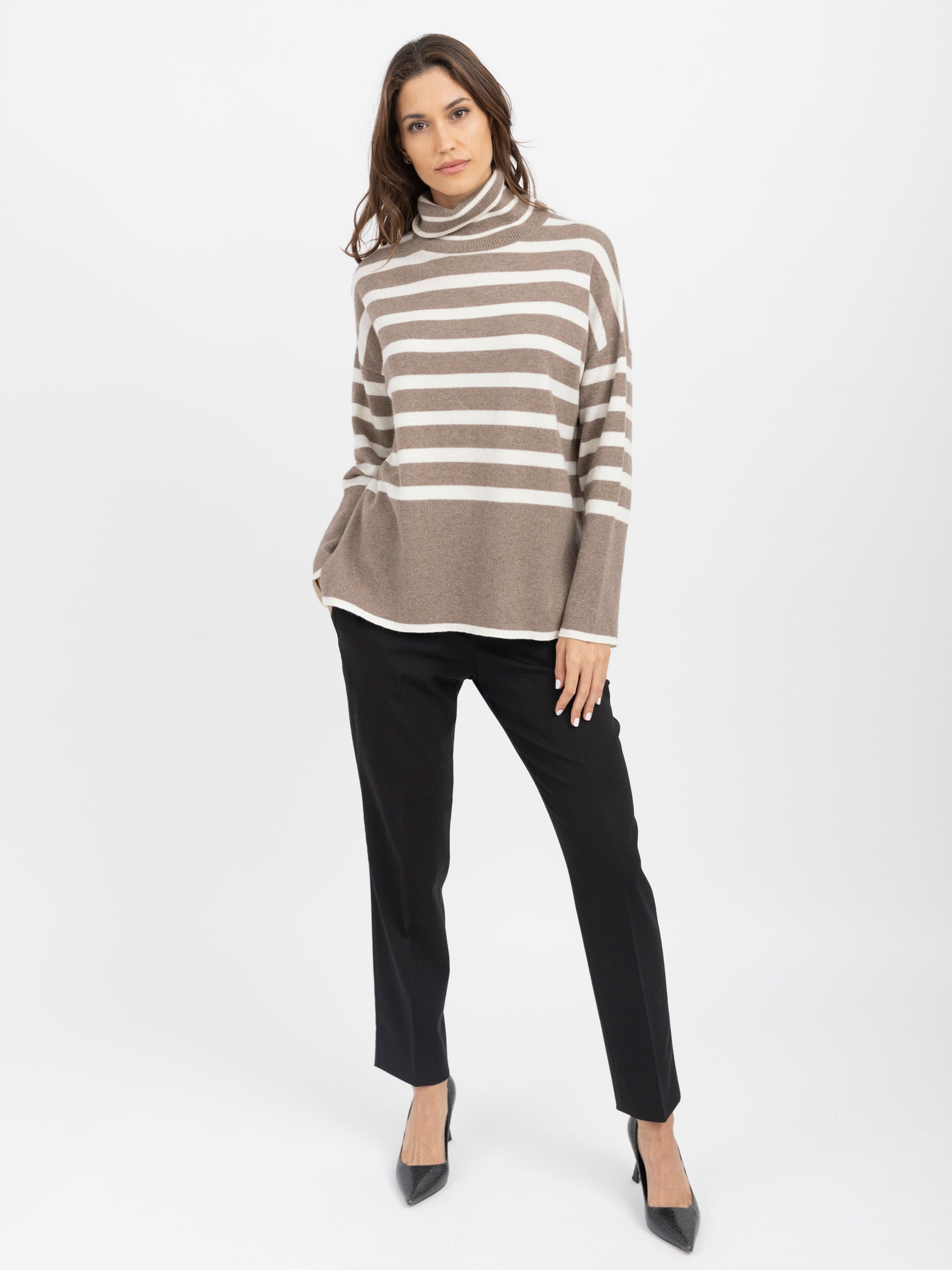 Cashmere Striped Turtleneck