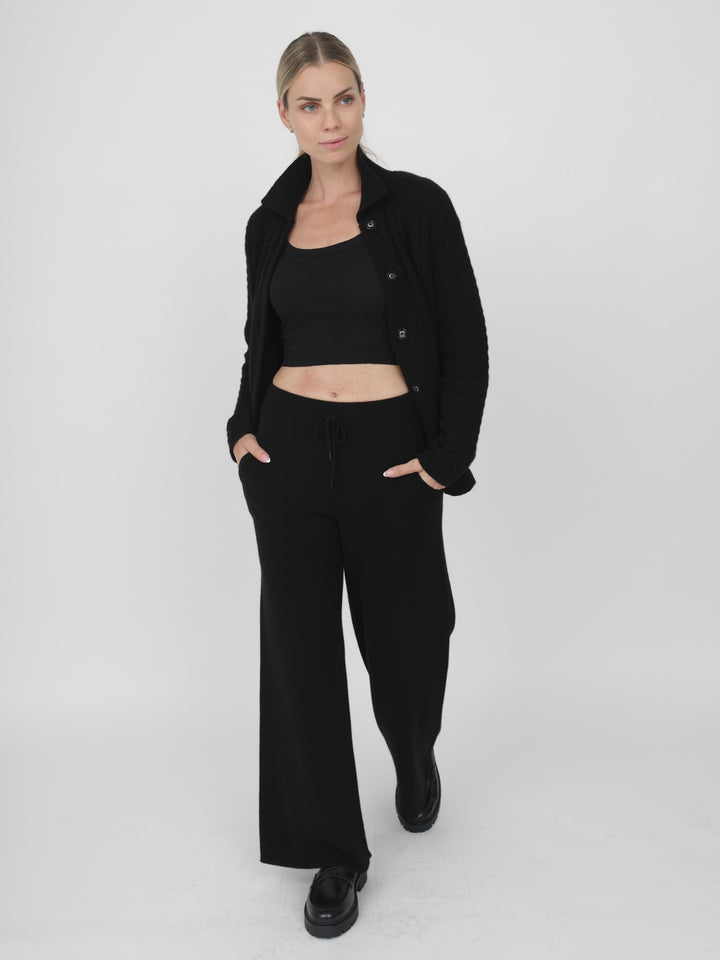 Wide Leg Cashmere Pants #BLACK