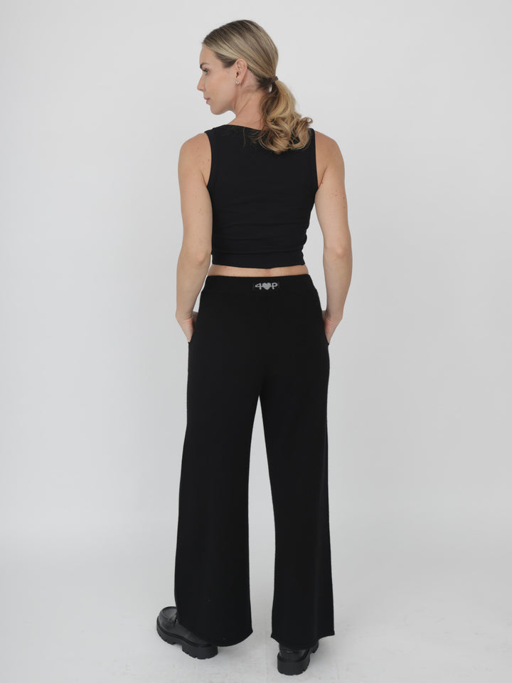 Wide Leg Cashmere Pants #BLACK