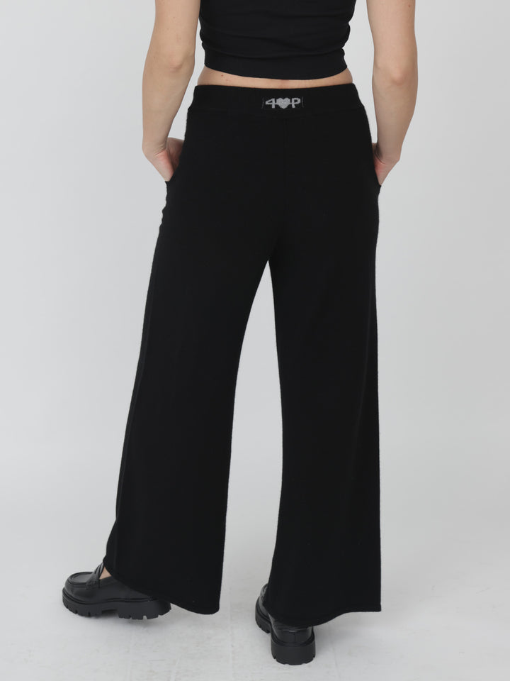 Wide Leg Cashmere Pants #BLACK
