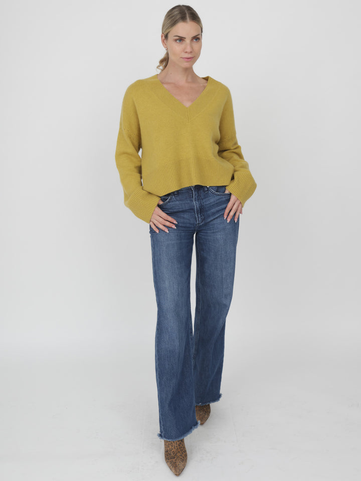 V-Neck Cashmere Sweater #MUSTARD