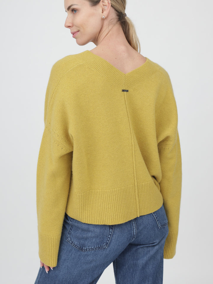 V-Neck Cashmere Sweater #MUSTARD
