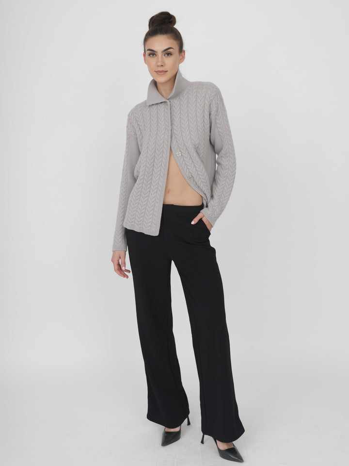 Cable Cashmere Cardigan #MOONSTONE
