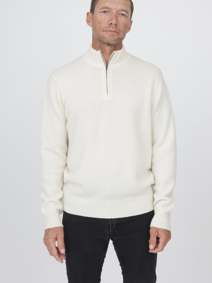 Men Cashmere Quarter Zip #PEARL