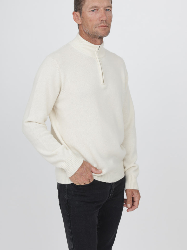 Men Cashmere Quarter Zip #PEARL