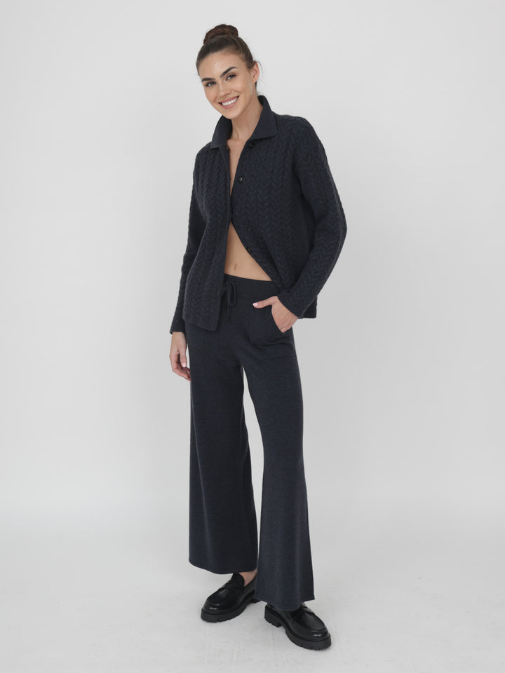 Wide Leg Cashmere Pants #INK