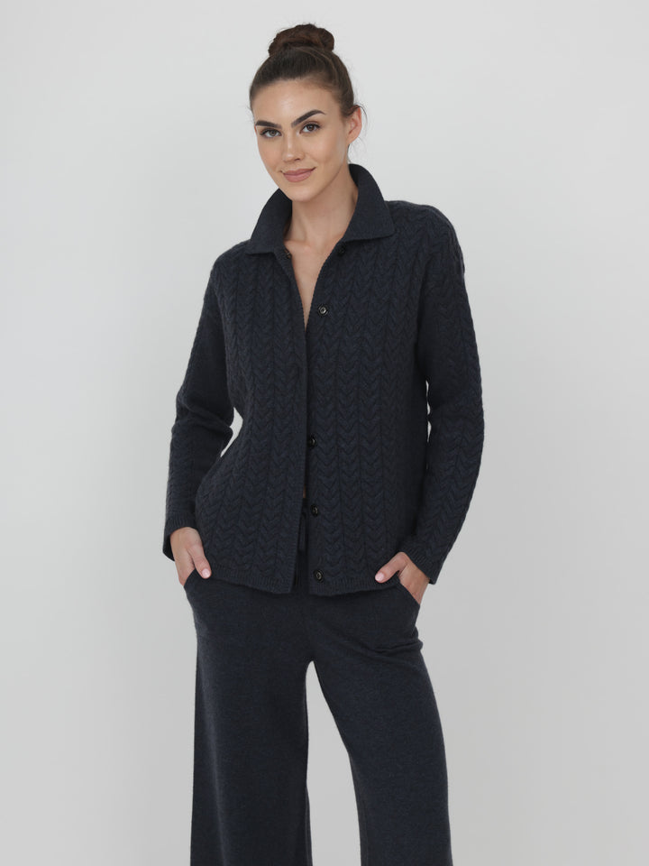 Cable Cashmere Cardigan #INK