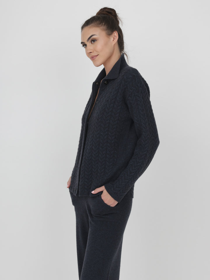 Cable Cashmere Cardigan #INK