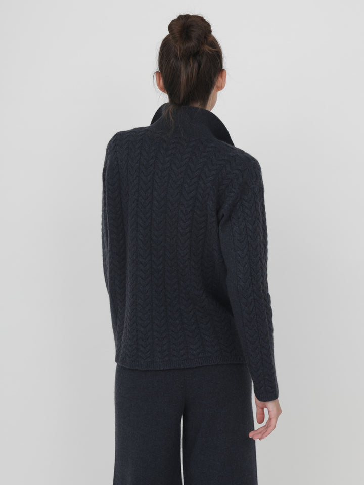 Cable Cashmere Cardigan #INK