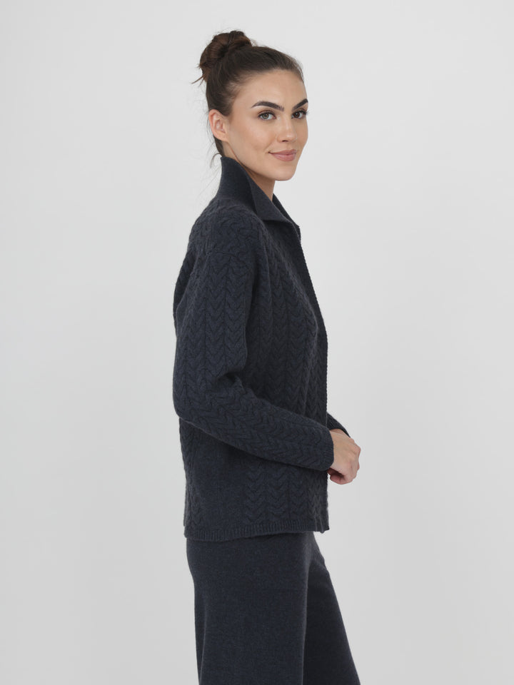 Cable Cashmere Cardigan #INK