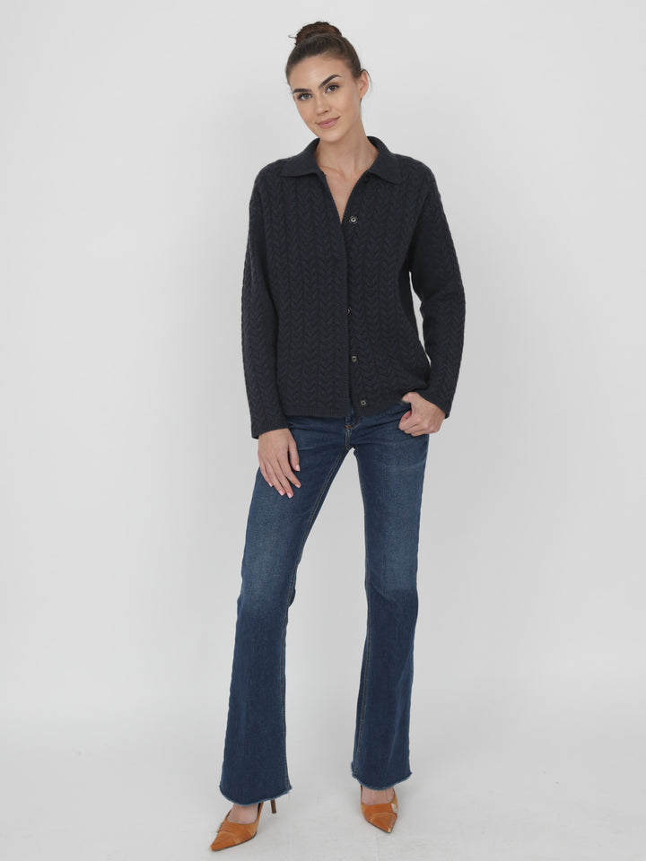 Cable Cashmere Cardigan #INK