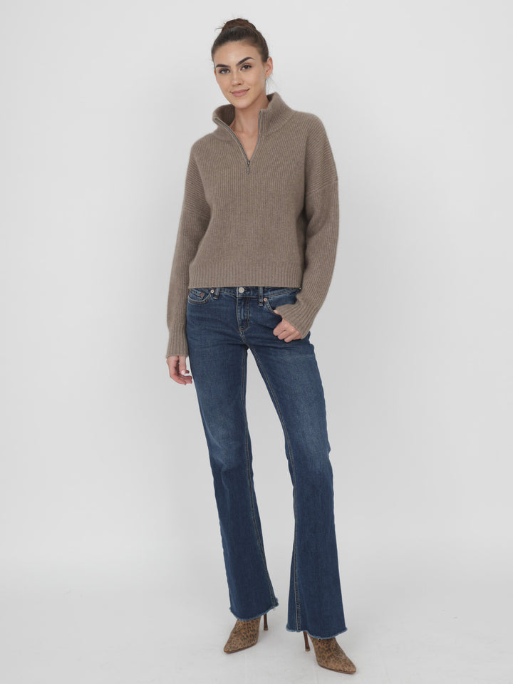 Ribbed Cashmere Quarter Zip #FAWN