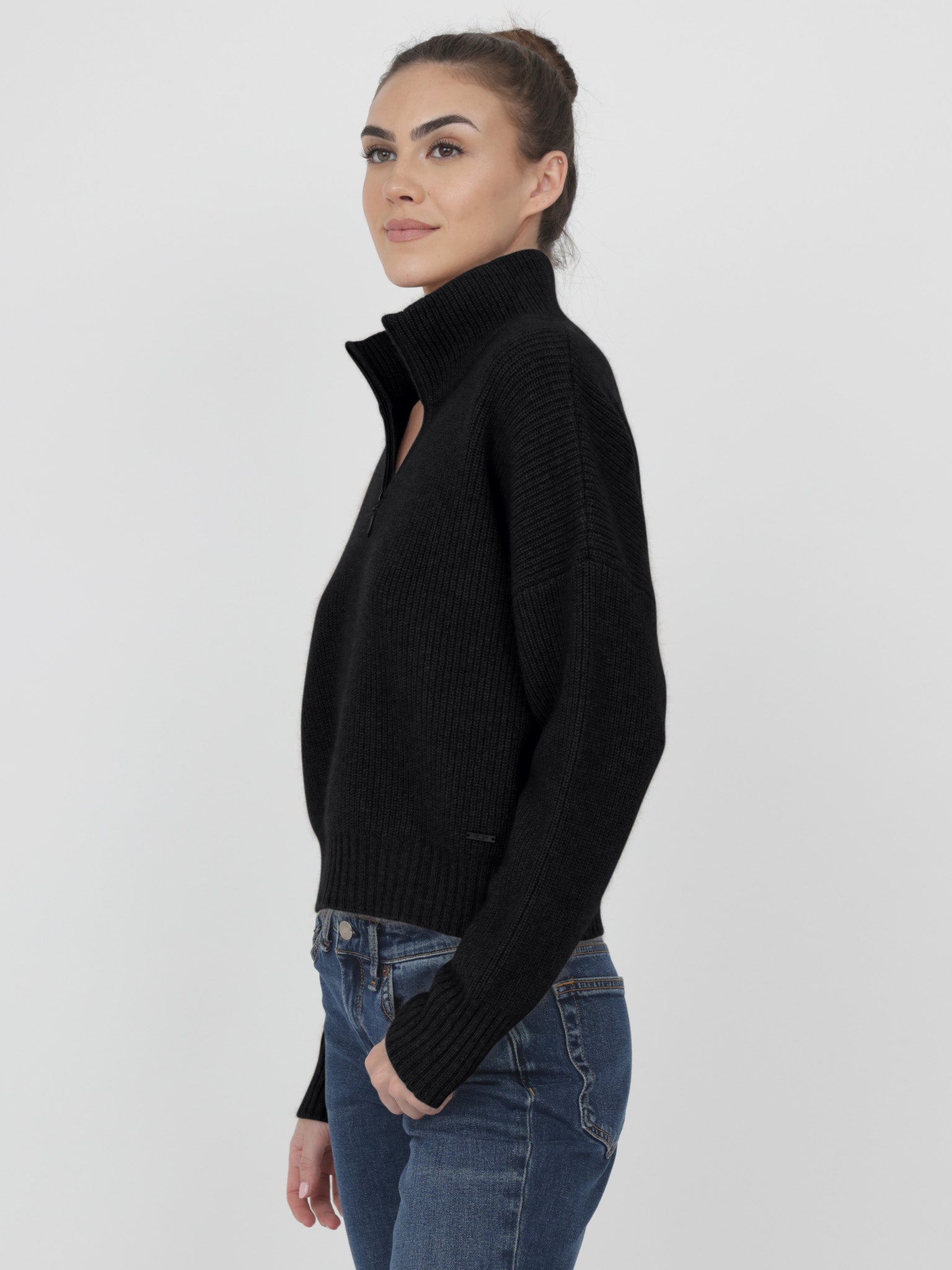 Ribbed Cashmere Quarter Zip