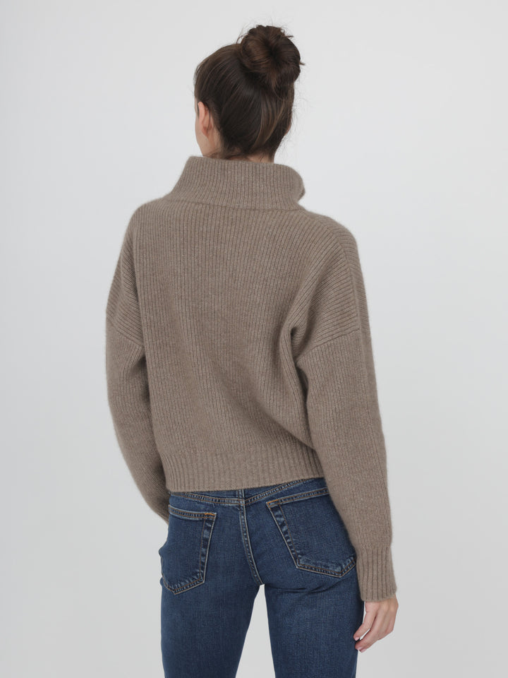 Ribbed Cashmere Quarter Zip #FAWN