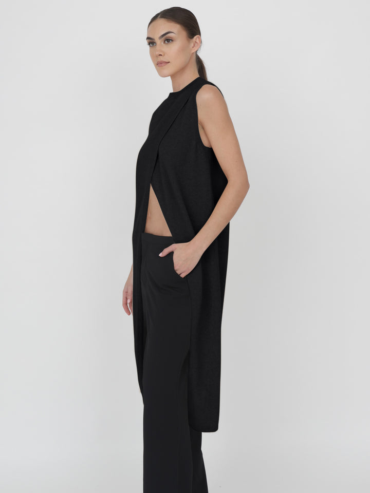Cashmere Sleeveless Tunic #BLACK