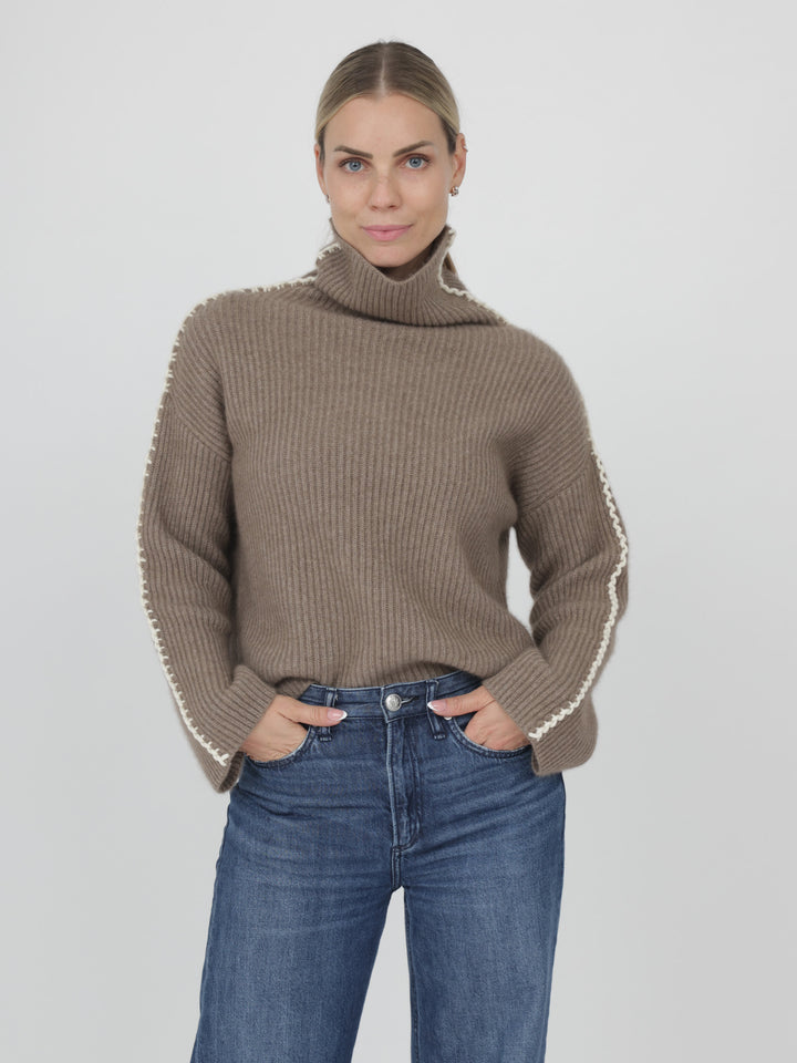 Cashmere Turtleneck with detail on Sleeves #FAWN